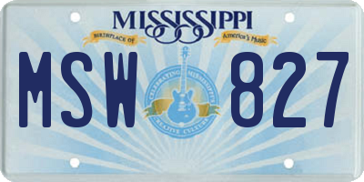 MS license plate MSW827