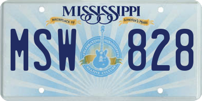 MS license plate MSW828