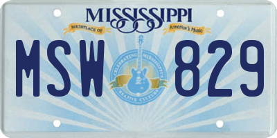 MS license plate MSW829