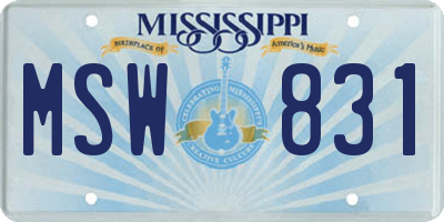 MS license plate MSW831