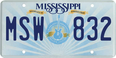 MS license plate MSW832