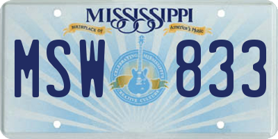 MS license plate MSW833