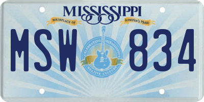 MS license plate MSW834