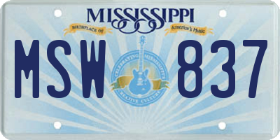 MS license plate MSW837