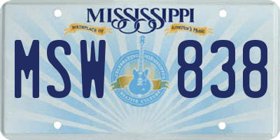 MS license plate MSW838