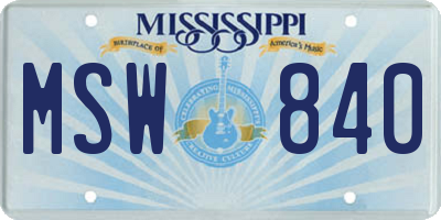 MS license plate MSW840