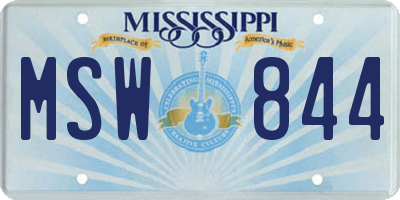 MS license plate MSW844