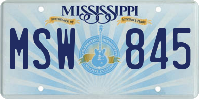 MS license plate MSW845