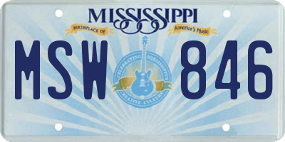 MS license plate MSW846