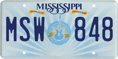 MS license plate MSW848