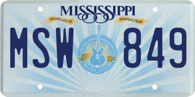 MS license plate MSW849