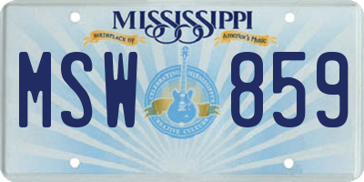 MS license plate MSW859
