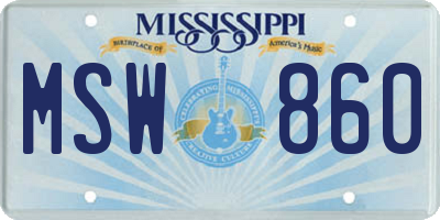 MS license plate MSW860