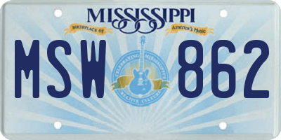 MS license plate MSW862