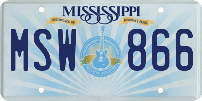 MS license plate MSW866