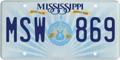 MS license plate MSW869