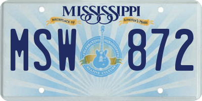 MS license plate MSW872