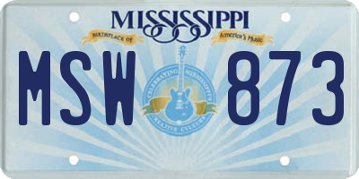 MS license plate MSW873