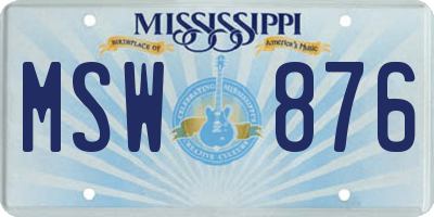 MS license plate MSW876