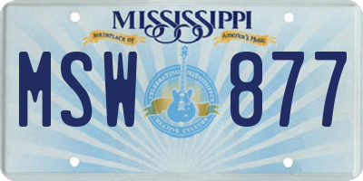 MS license plate MSW877