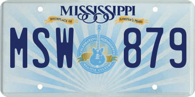 MS license plate MSW879