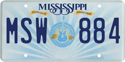 MS license plate MSW884