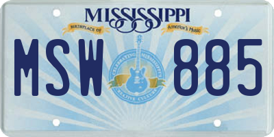 MS license plate MSW885