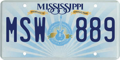 MS license plate MSW889
