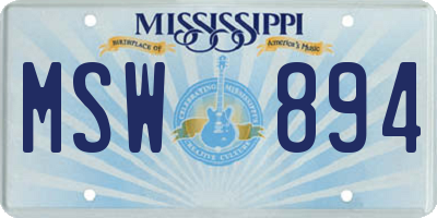 MS license plate MSW894