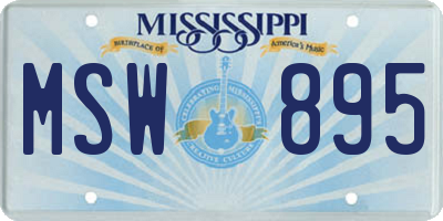 MS license plate MSW895