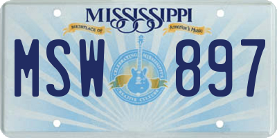 MS license plate MSW897