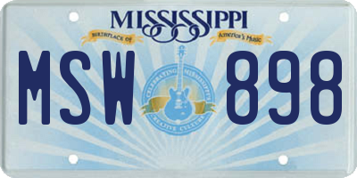 MS license plate MSW898