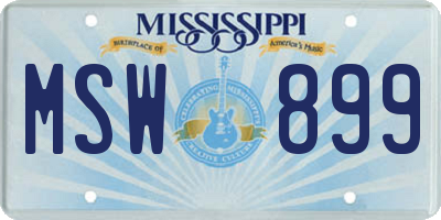 MS license plate MSW899