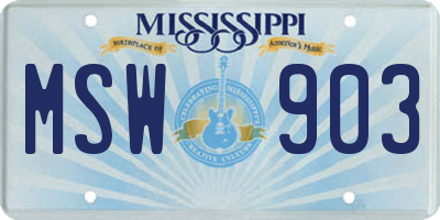 MS license plate MSW903