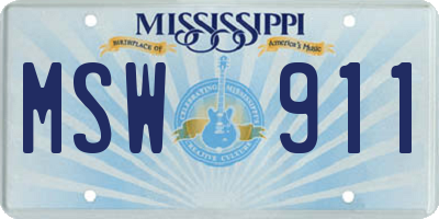 MS license plate MSW911