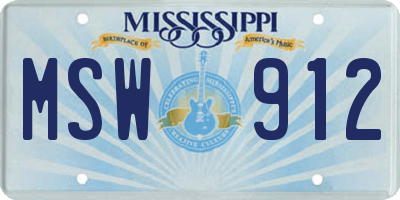 MS license plate MSW912