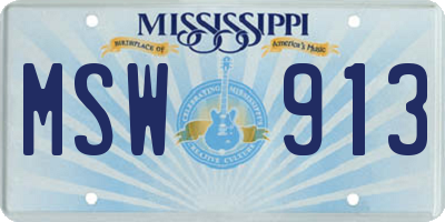 MS license plate MSW913