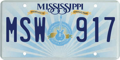 MS license plate MSW917