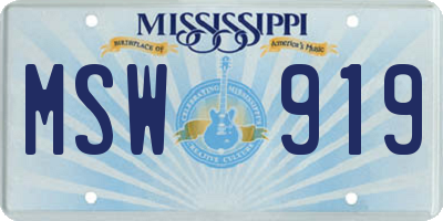 MS license plate MSW919