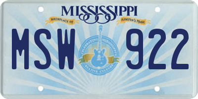 MS license plate MSW922