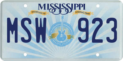 MS license plate MSW923