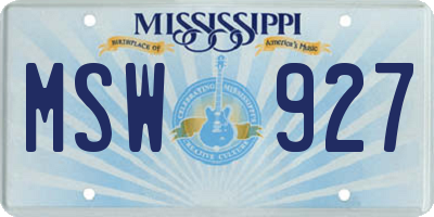 MS license plate MSW927