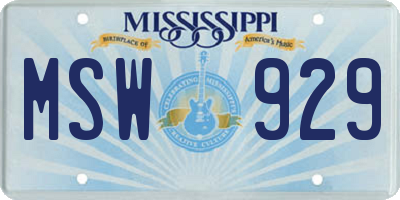 MS license plate MSW929