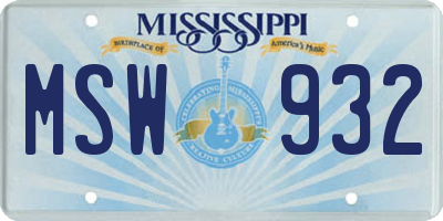 MS license plate MSW932