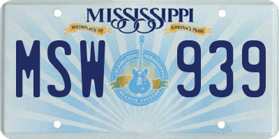 MS license plate MSW939