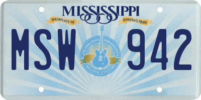 MS license plate MSW942