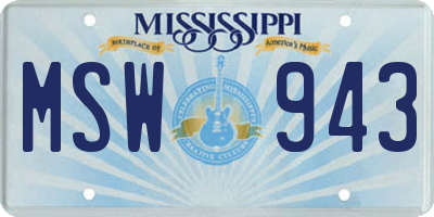 MS license plate MSW943
