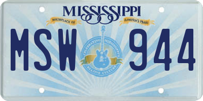 MS license plate MSW944