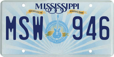 MS license plate MSW946