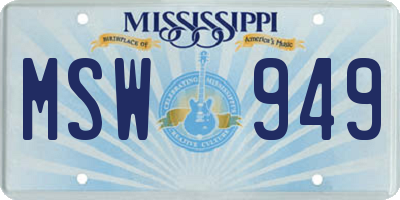 MS license plate MSW949
